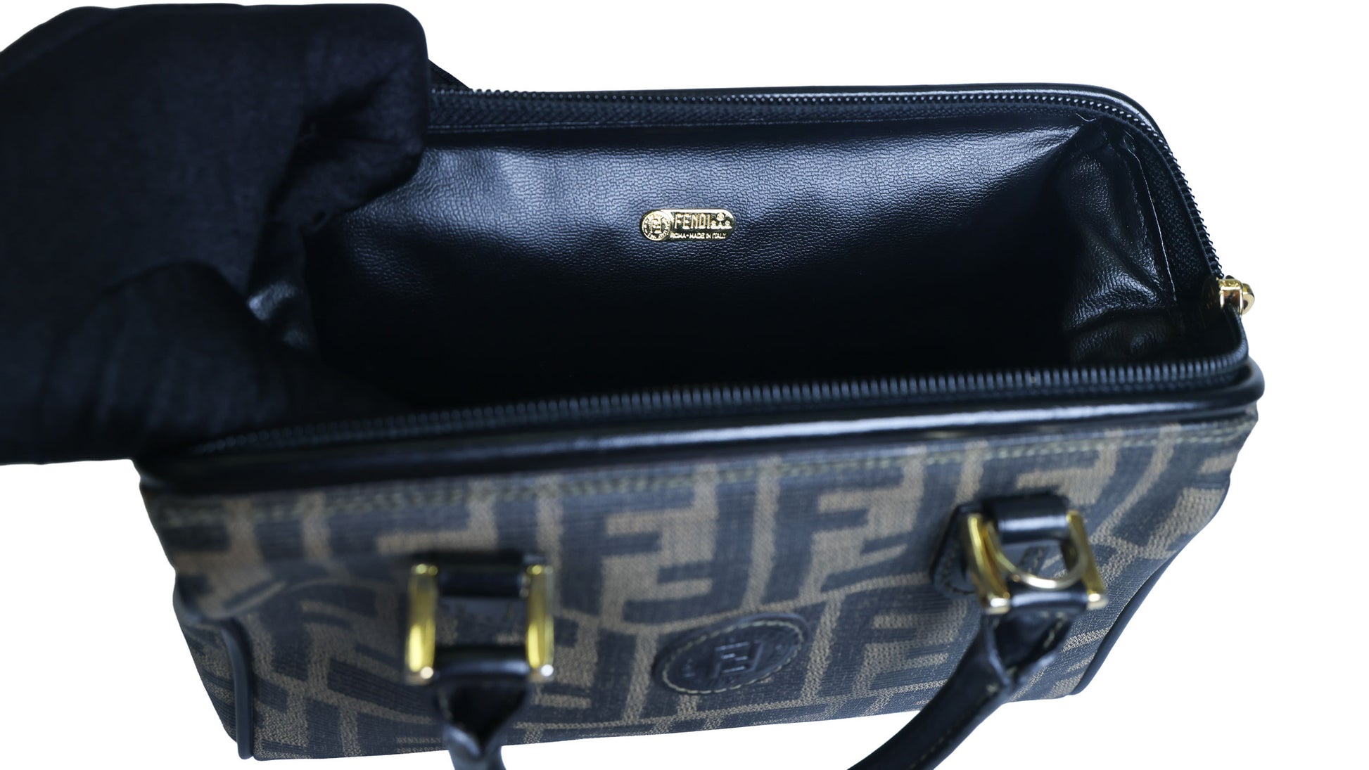 Preloved FENDI Zucca PVC Leather 2 Way Handbag Brown | Luxe Again Maison