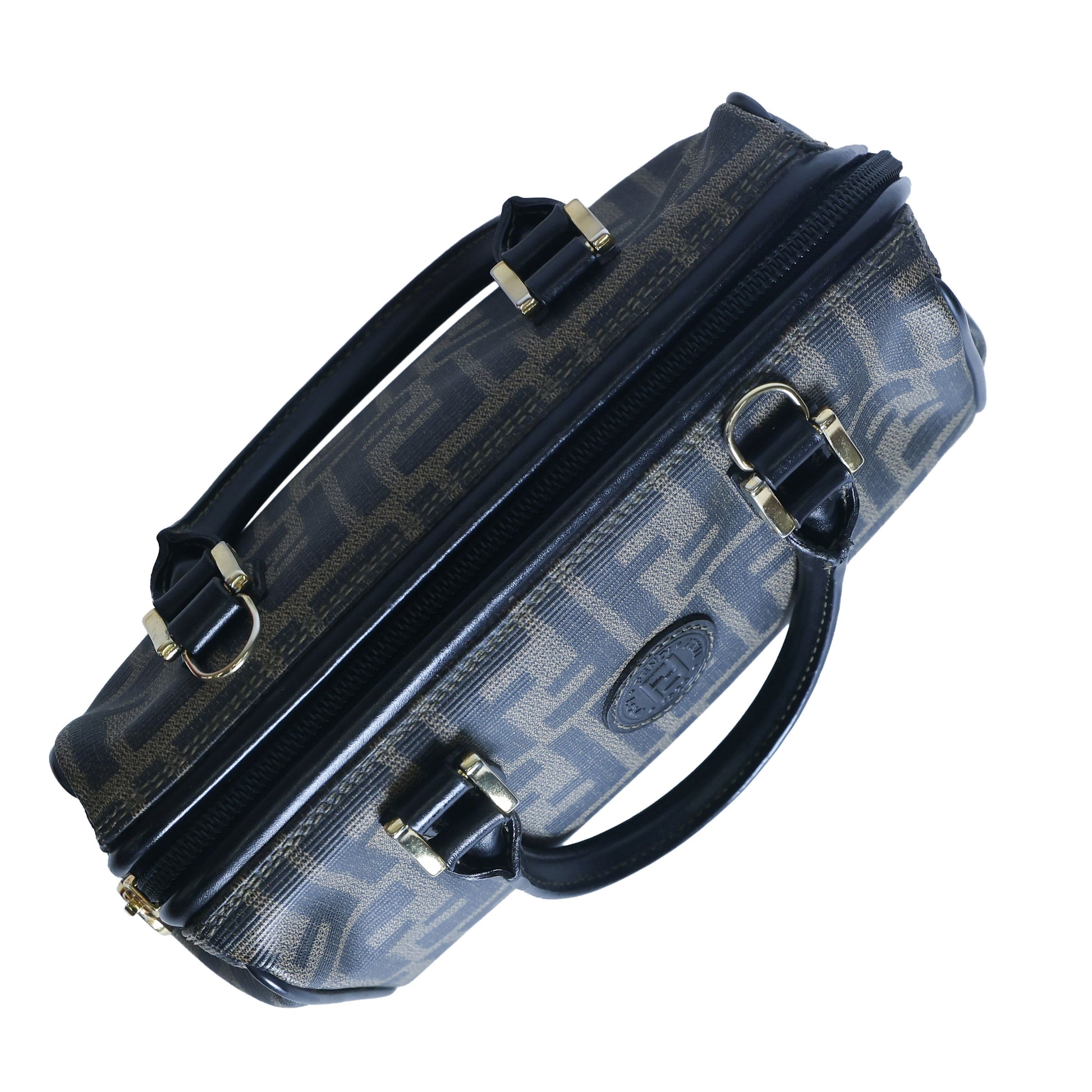 Preloved FENDI Zucca PVC Leather 2 Way Handbag Brown | Luxe Again Maison