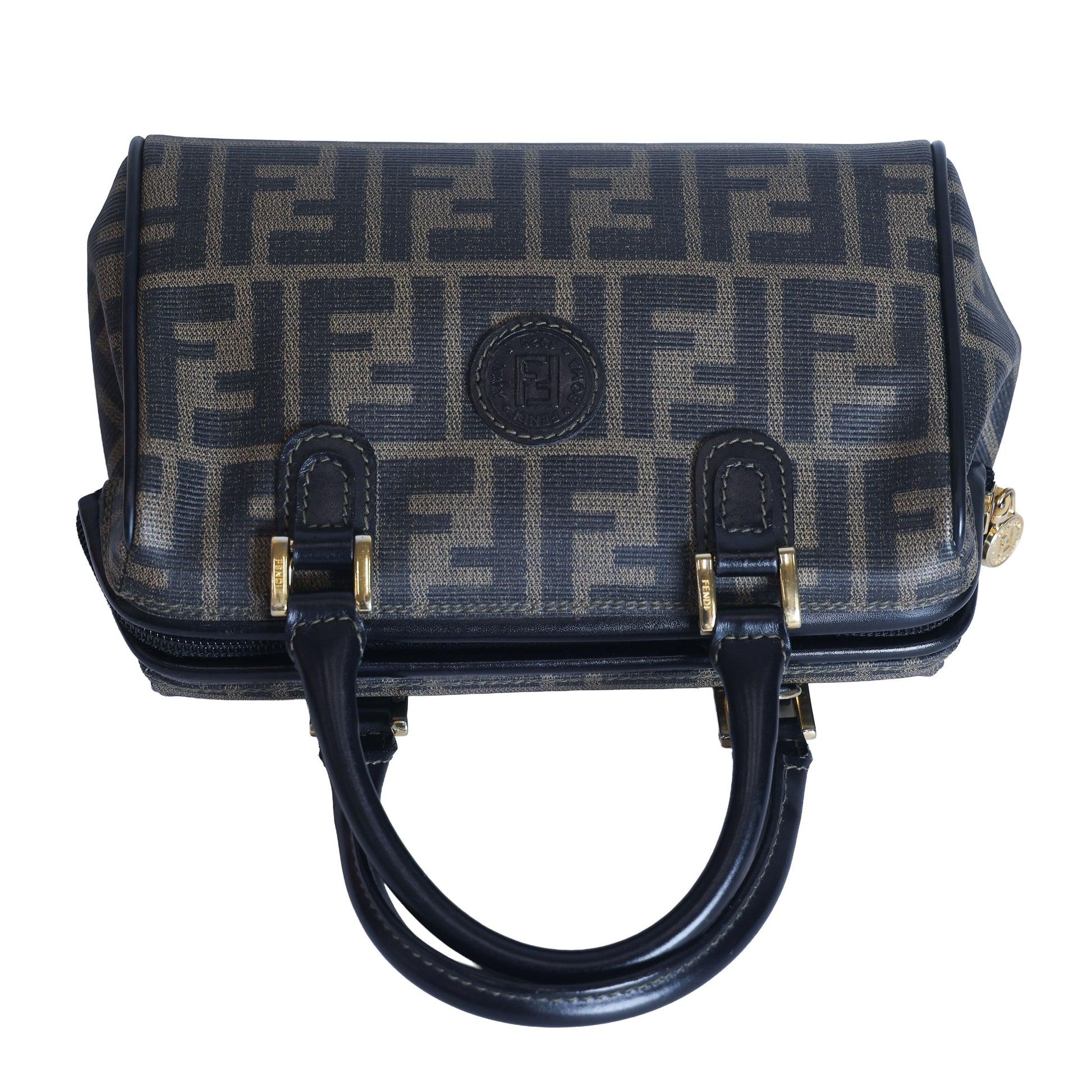 Preloved FENDI Zucca PVC Leather 2 Way Handbag Brown | Luxe Again Maison