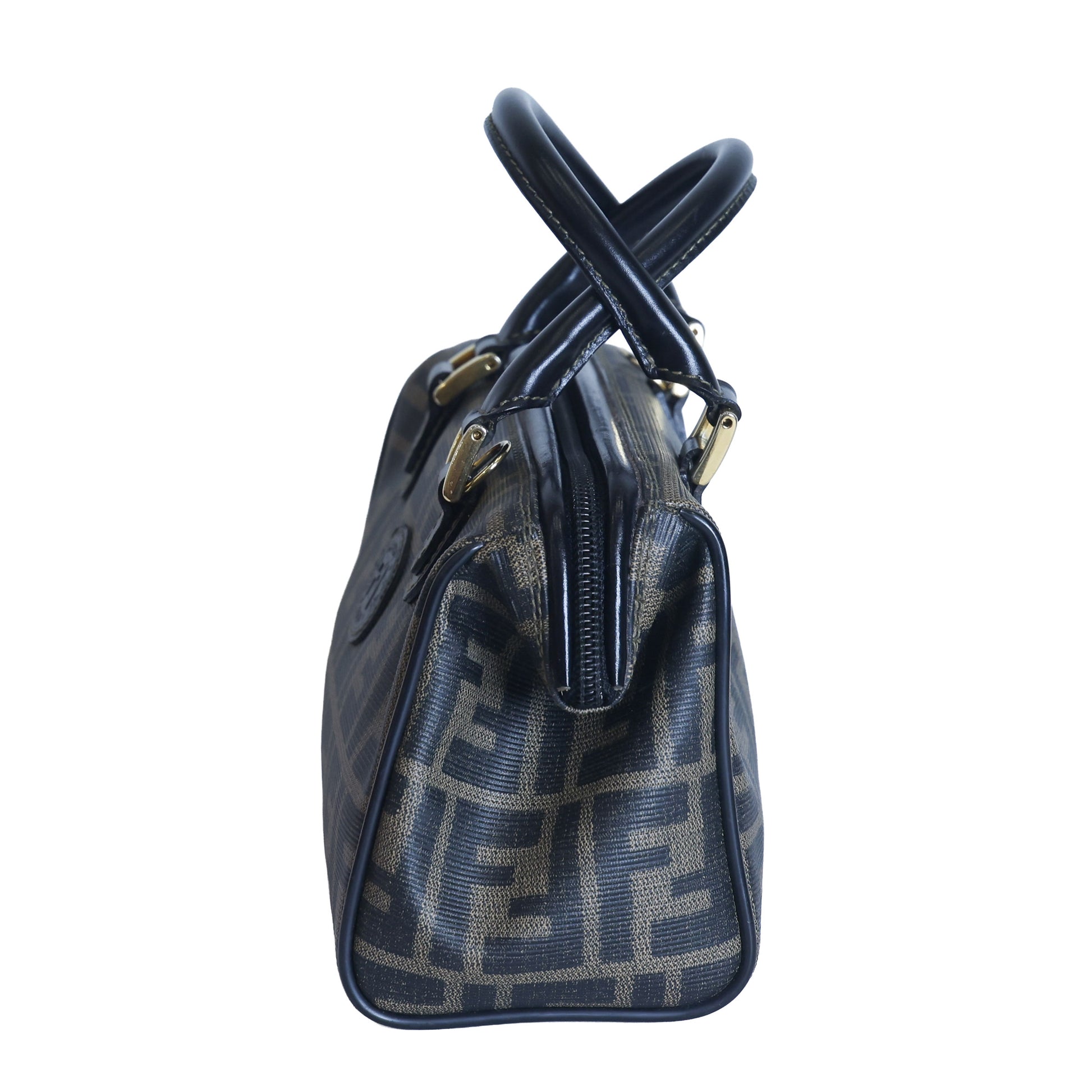 Preloved FENDI Zucca PVC Leather 2 Way Handbag Brown | Luxe Again Maison