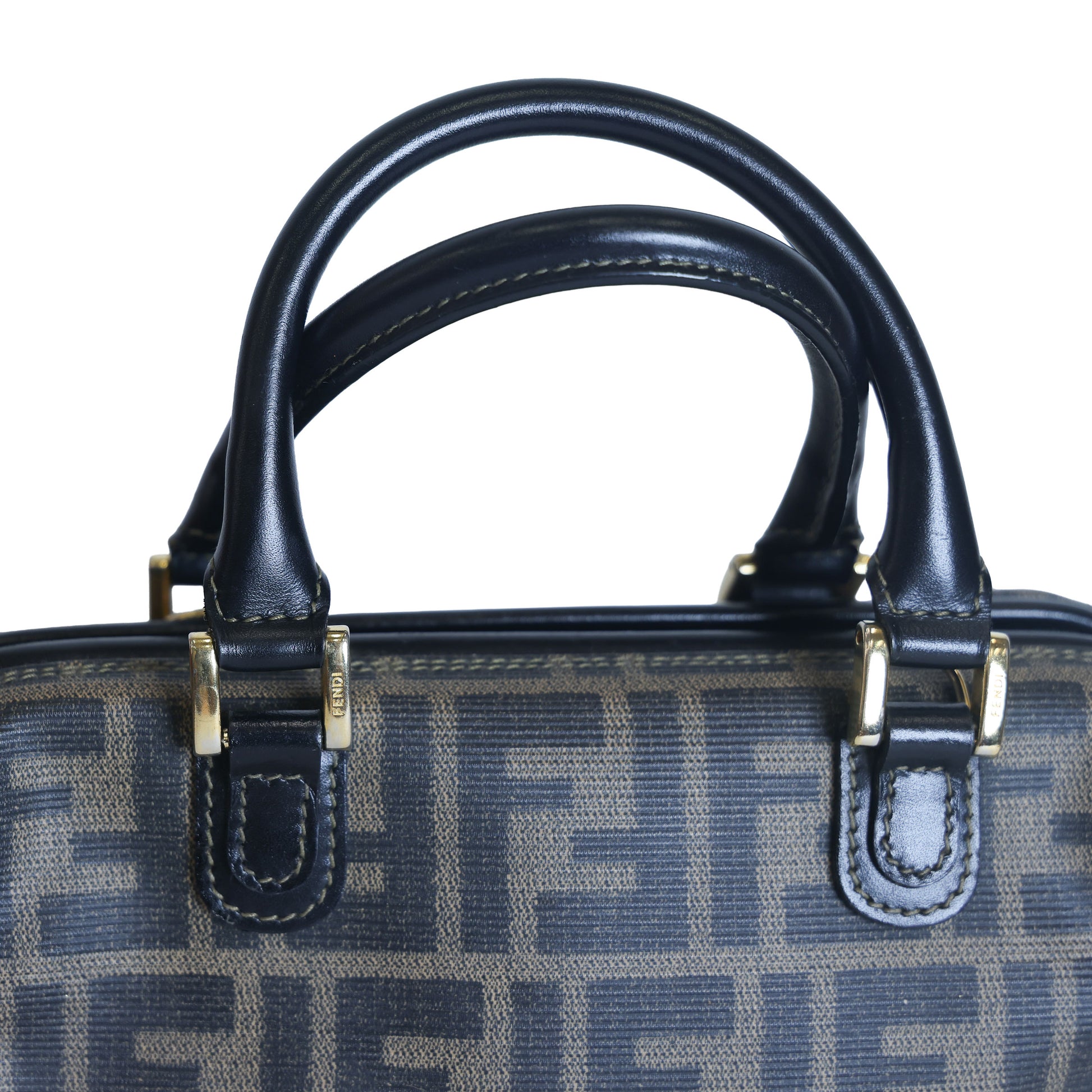 Preloved FENDI Zucca PVC Leather 2 Way Handbag Brown | Luxe Again Maison