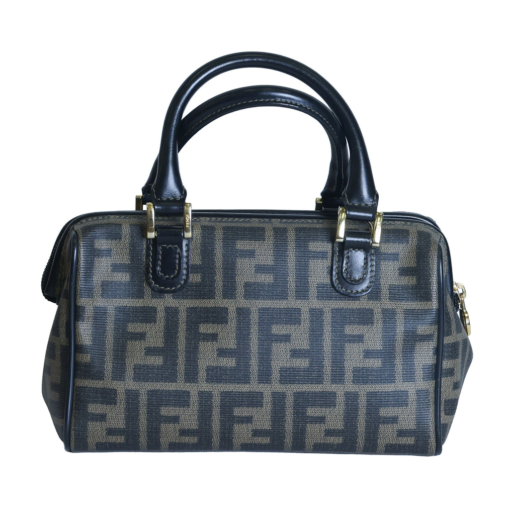 Preloved FENDI Zucca PVC Leather 2 Way Handbag Brown | Luxe Again Maison