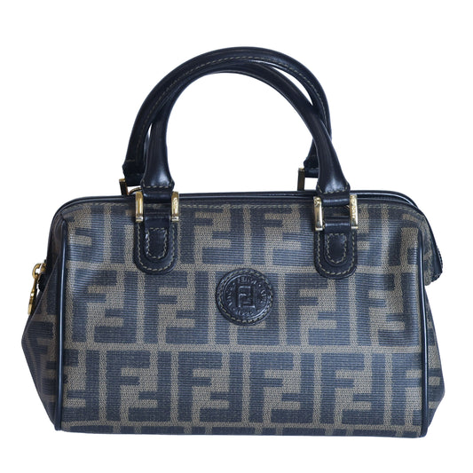 Preloved FENDI Zucca PVC Leather 2 Way Handbag Brown | Luxe Again Maison