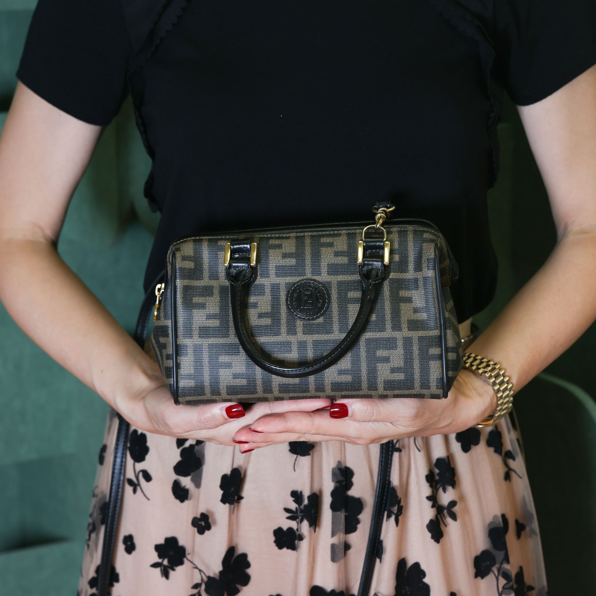 Preloved FENDI Zucca PVC Leather 2 Way Handbag Brown | Luxe Again Maison