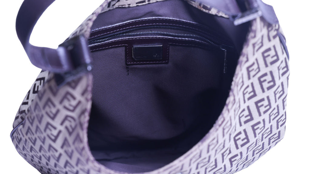 Preloved FENDI Zucchino Canvas x Leather Shoulder Bag Brown | Luxe Again Maison