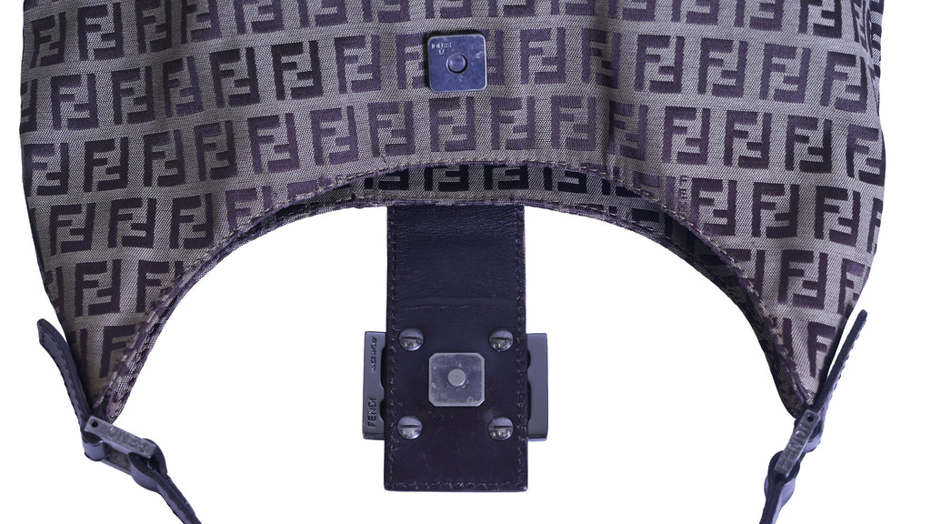 Preloved FENDI Zucchino Canvas x Leather Shoulder Bag Brown | Luxe Again Maison