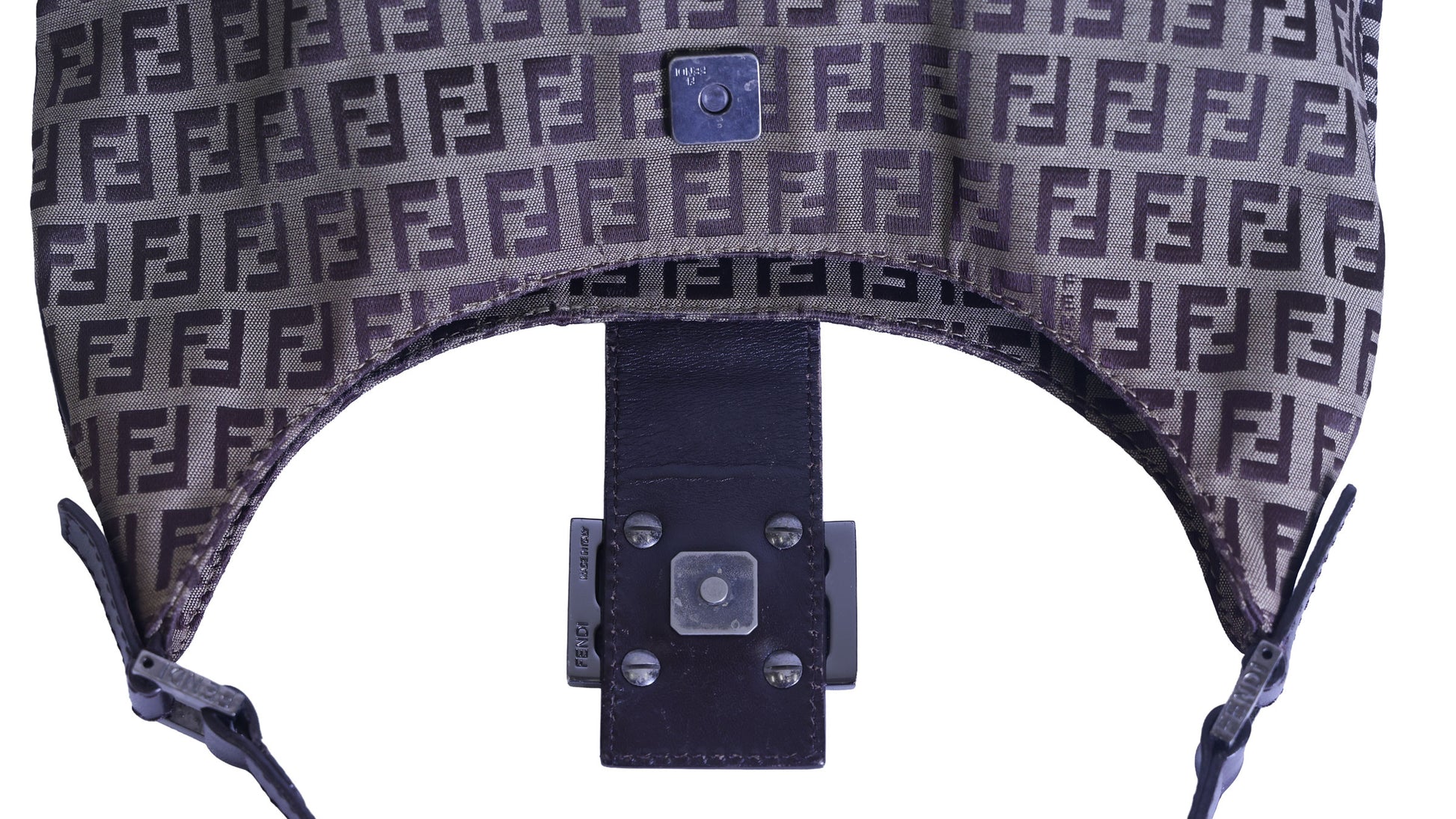 Preloved FENDI Zucchino Canvas x Leather Shoulder Bag Brown | Luxe Again Maison