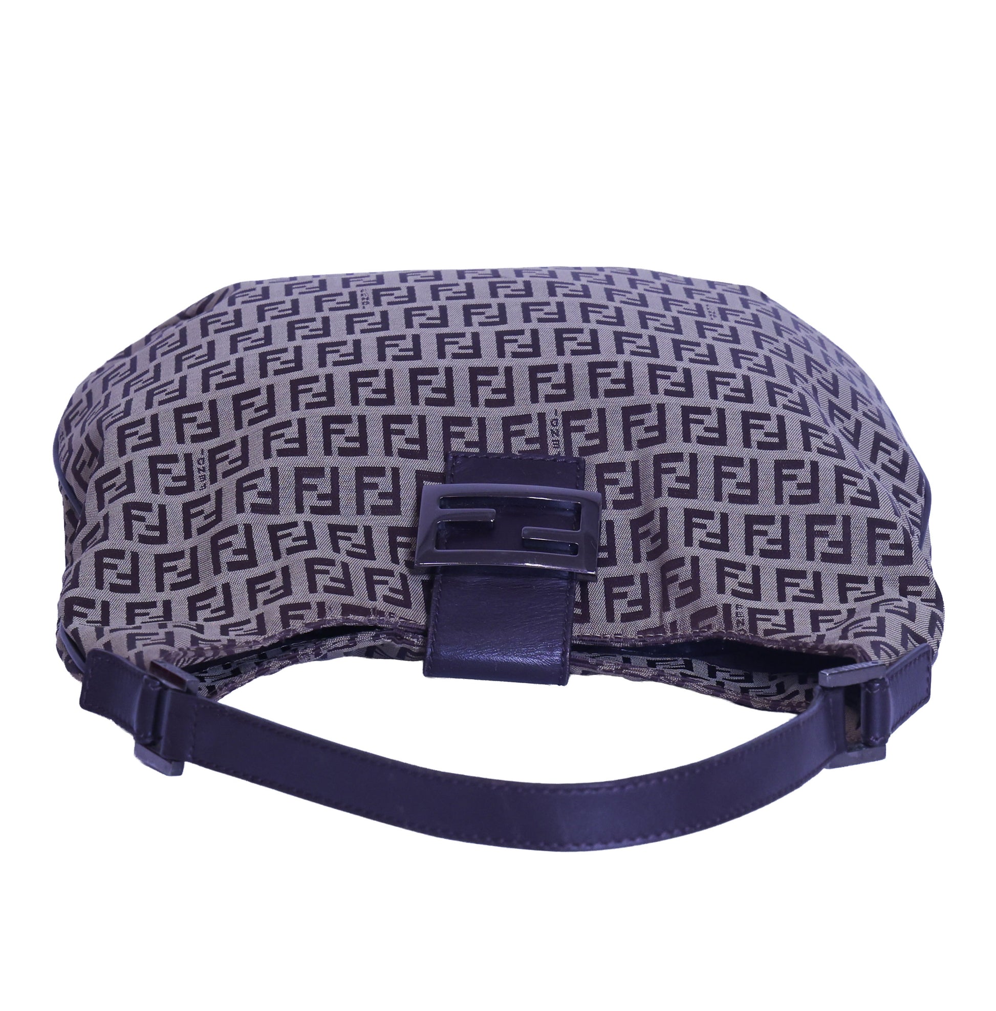 Preloved FENDI Zucchino Canvas x Leather Shoulder Bag Brown | Luxe Again Maison