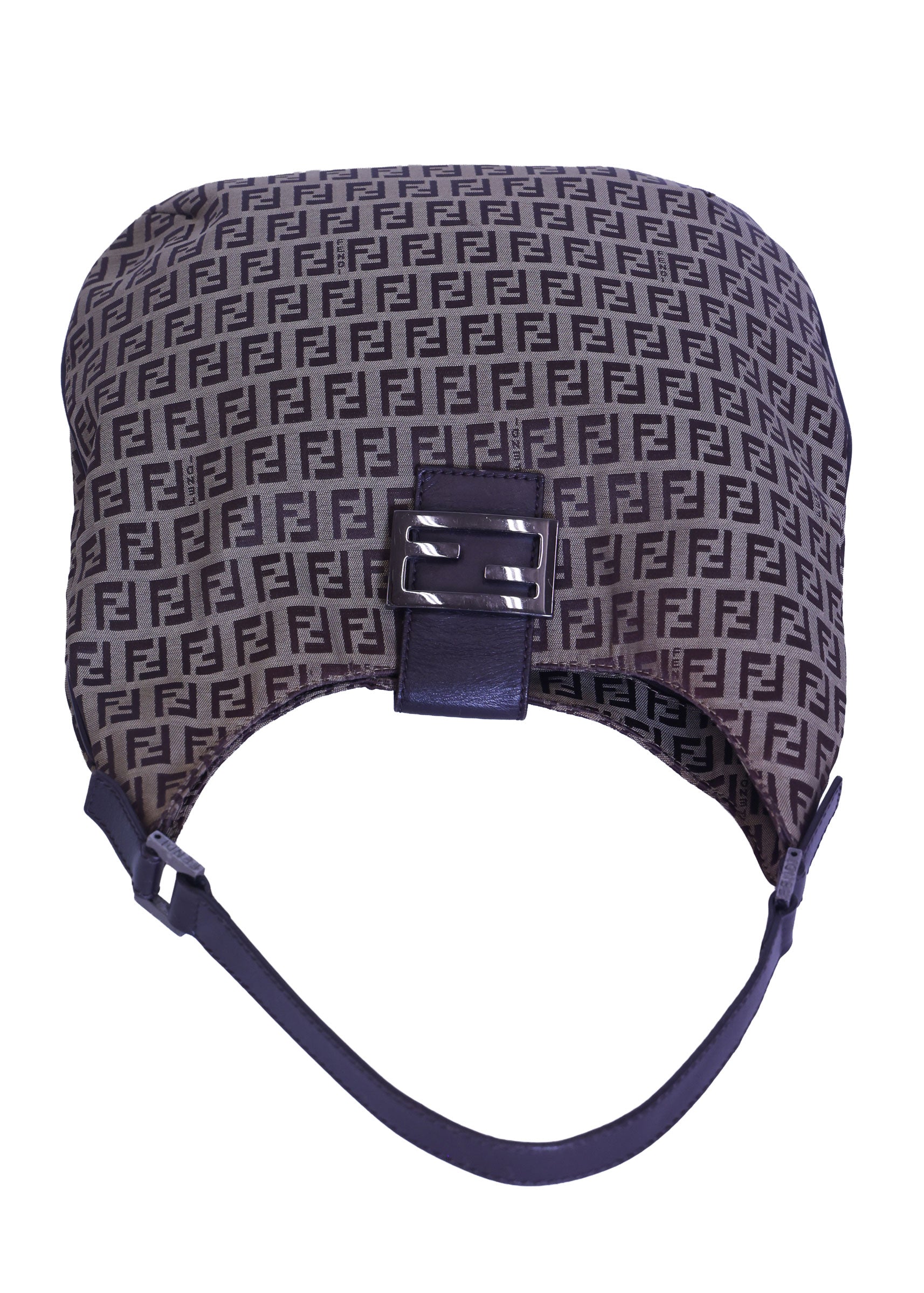 Preloved FENDI Zucchino Canvas x Leather Shoulder Bag Brown | Luxe Again Maison