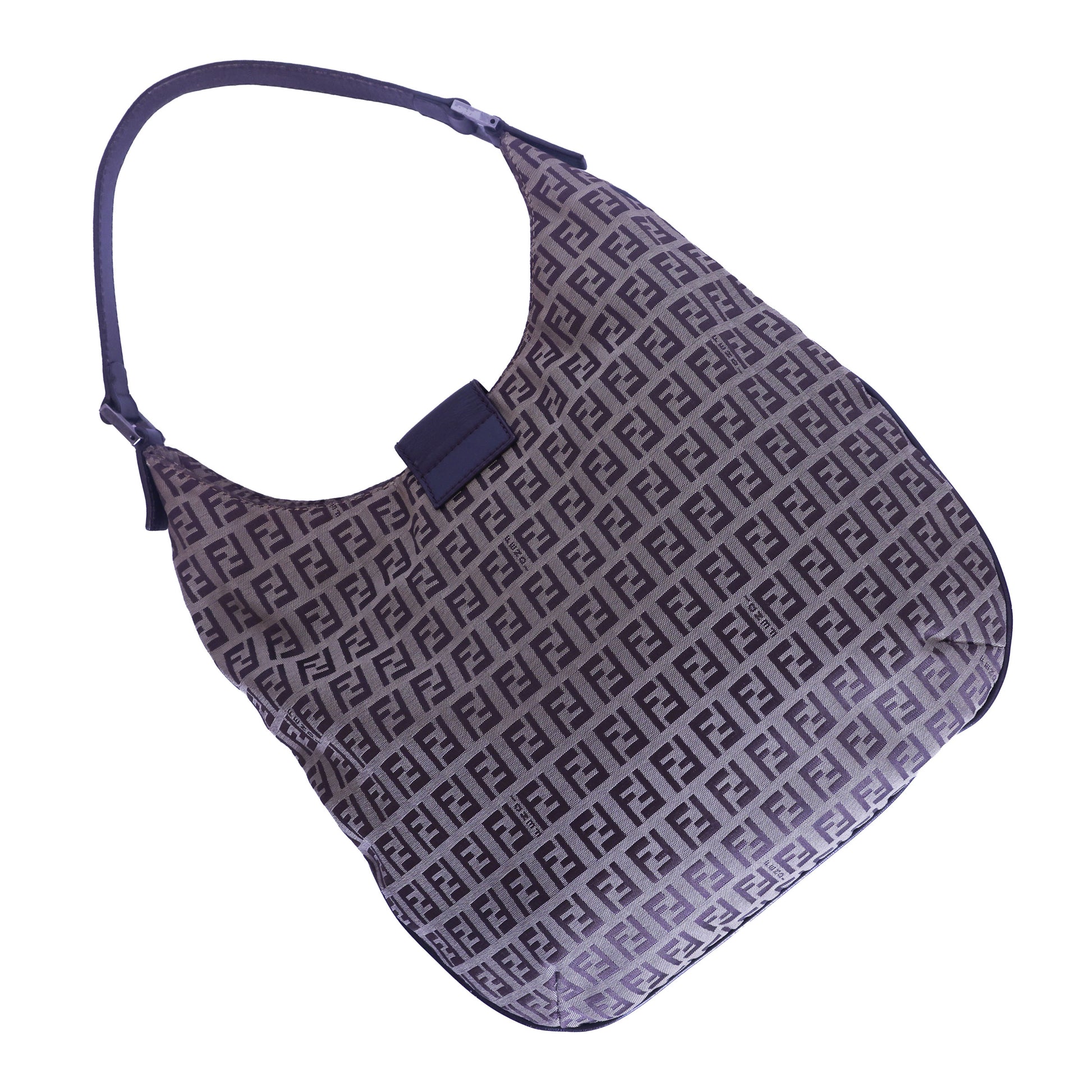 Preloved FENDI Zucchino Canvas x Leather Shoulder Bag Brown | Luxe Again Maison