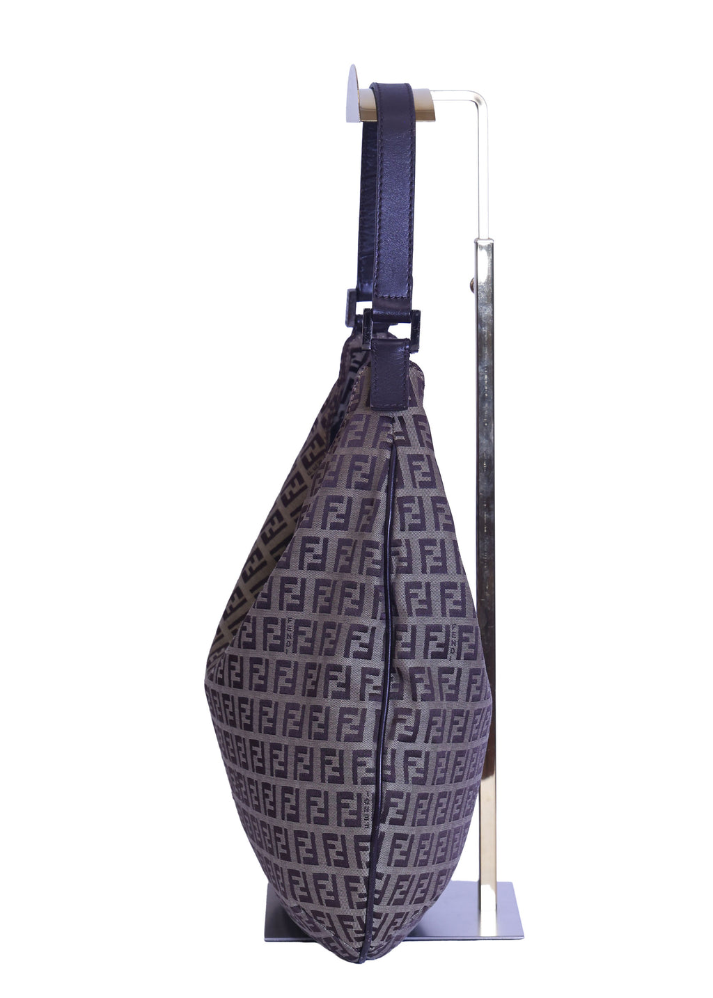 Preloved FENDI Zucchino Canvas x Leather Shoulder Bag Brown | Luxe Again Maison