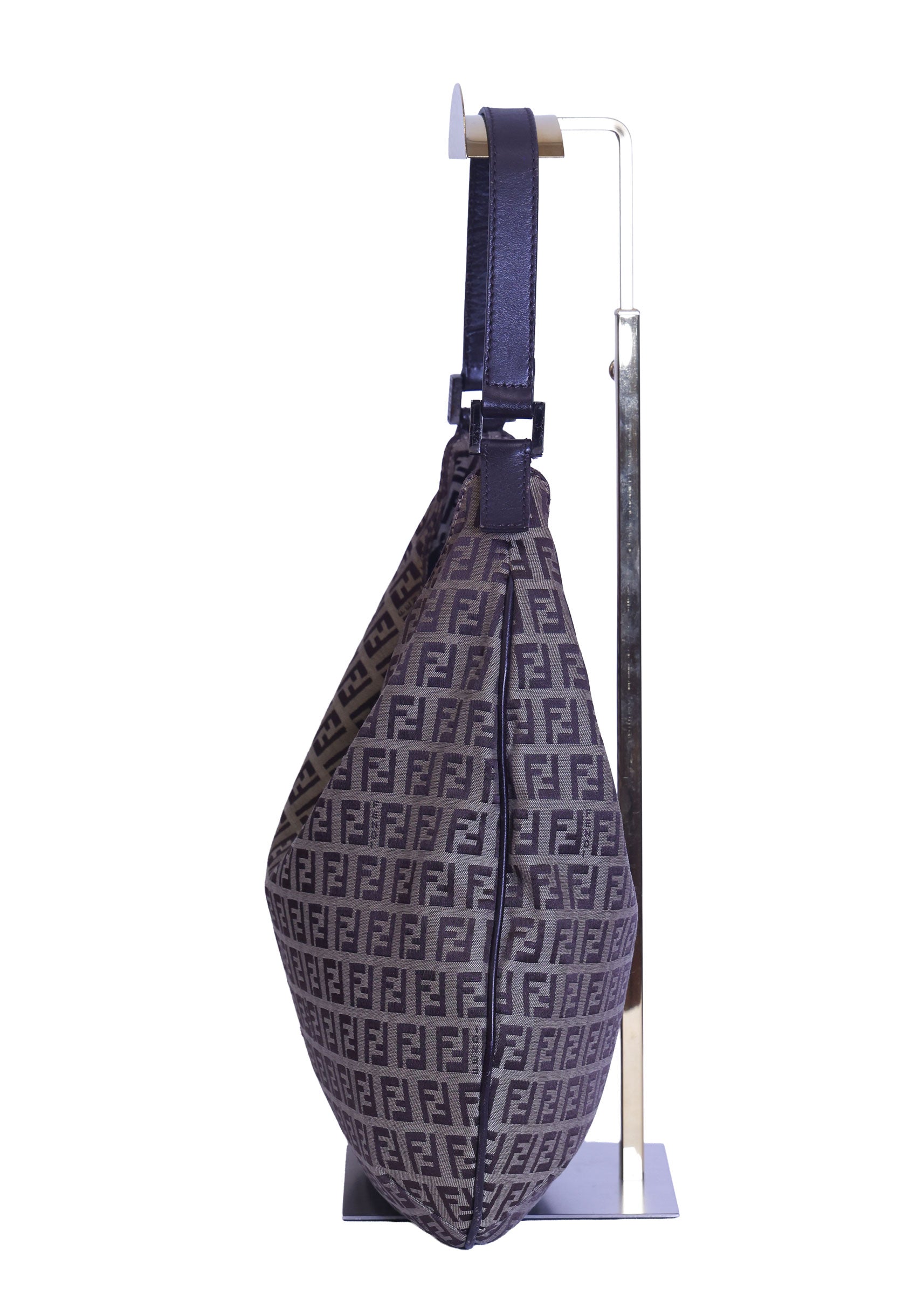 Preloved FENDI Zucchino Canvas x Leather Shoulder Bag Brown | Luxe Again Maison