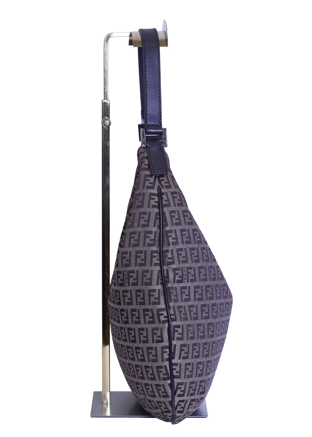 Preloved FENDI Zucchino Canvas x Leather Shoulder Bag Brown | Luxe Again Maison