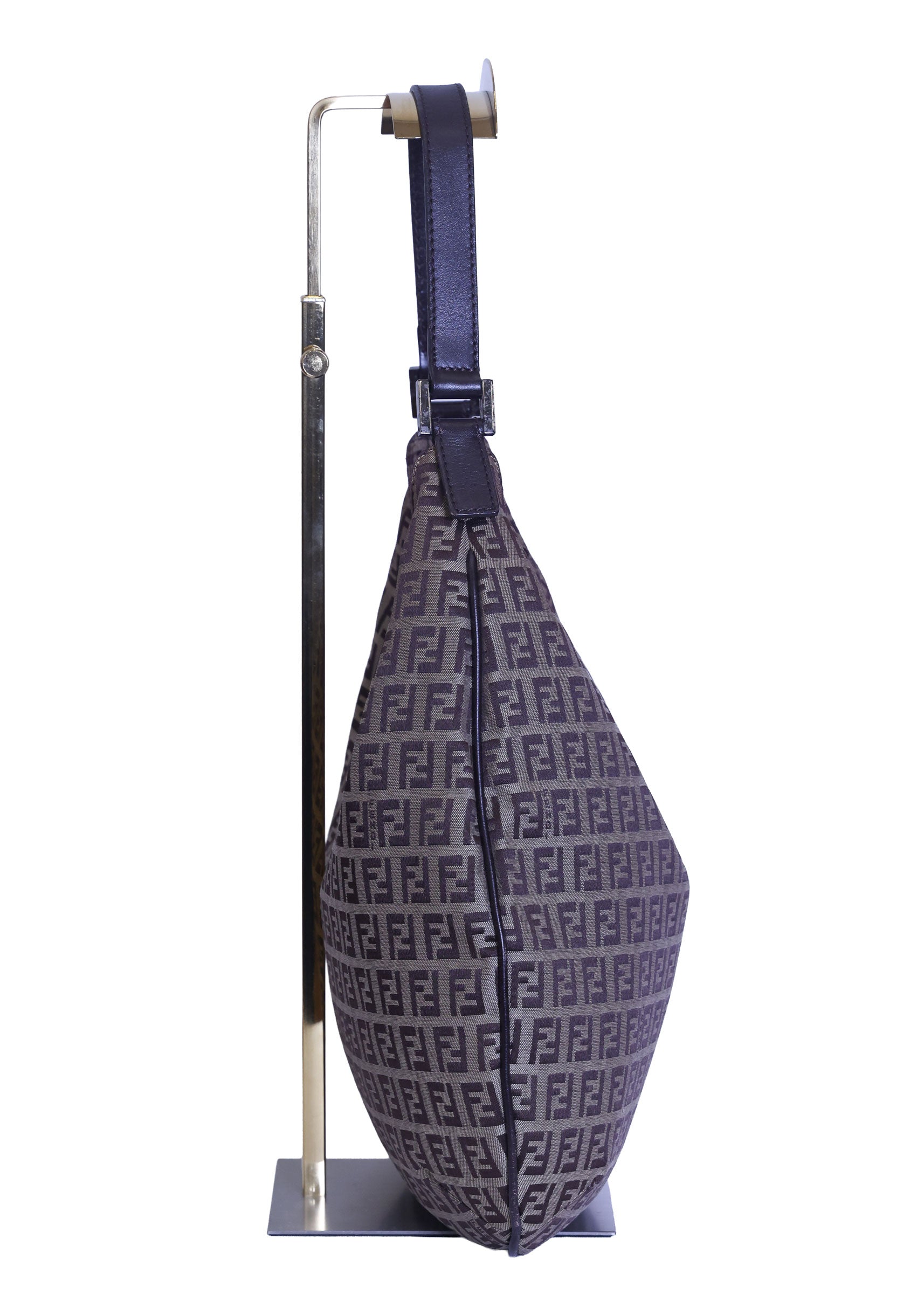 Preloved FENDI Zucchino Canvas x Leather Shoulder Bag Brown | Luxe Again Maison