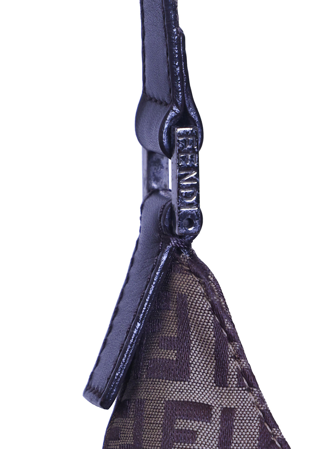 Preloved FENDI Zucchino Canvas x Leather Shoulder Bag Brown | Luxe Again Maison