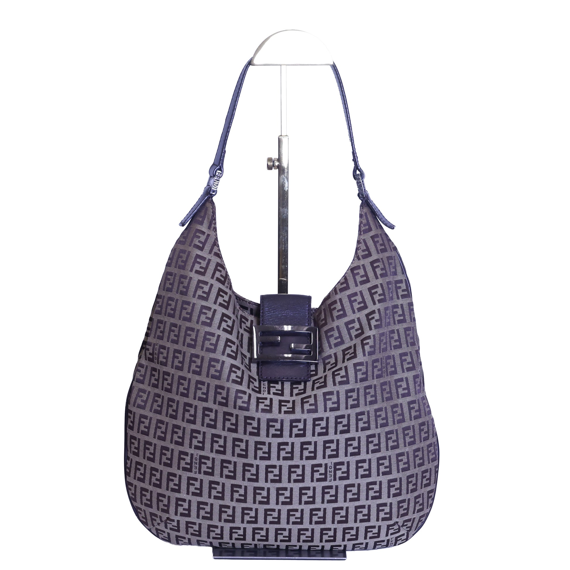 Preloved FENDI Zucchino Canvas x Leather Shoulder Bag Brown | Luxe Again Maison