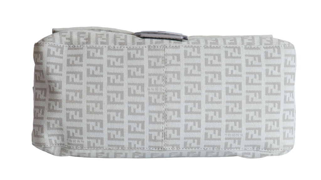 Preloved FENDI Mamma Baguette Zucchino Canvas Leather Beige Bag | Luxe Again Maison