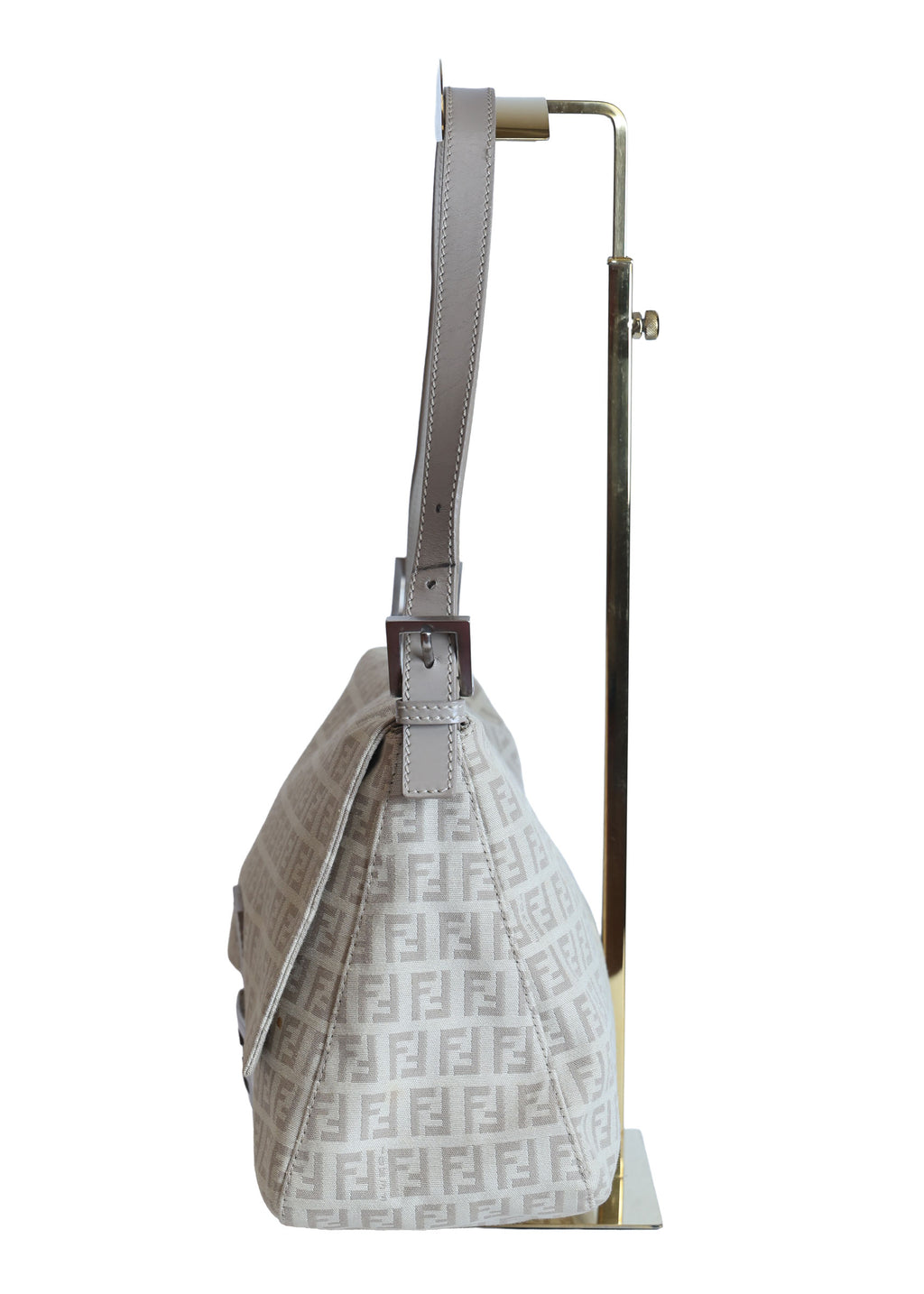 Preloved FENDI Mamma Baguette Zucchino Canvas Leather Beige Bag | Luxe Again Maison