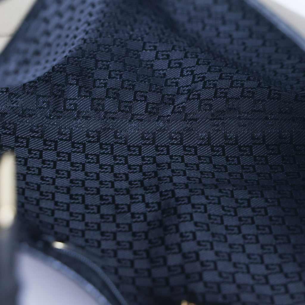 Preloved GUCCI Bamboo Jackie Canvas x Leather Shoulder Bag Black Brown | Luxe Again Maison