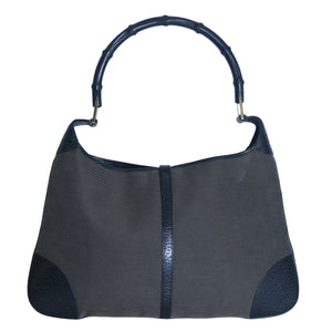 Preloved GUCCI Bamboo Jackie Canvas x Leather Shoulder Bag Black Brown | Luxe Again Maison