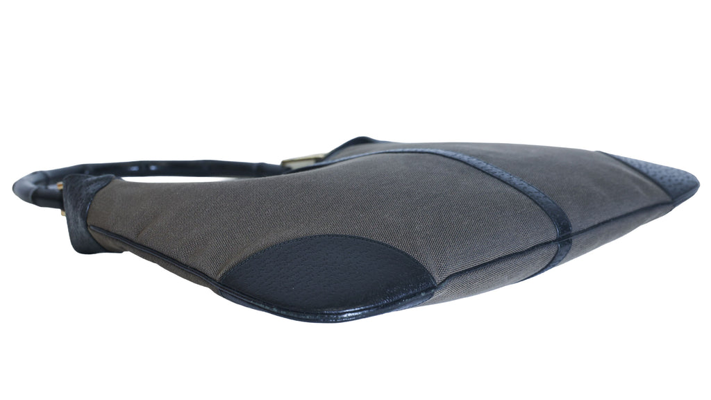 Preloved GUCCI Bamboo Jackie Canvas x Leather Shoulder Bag Black Brown | Luxe Again Maison