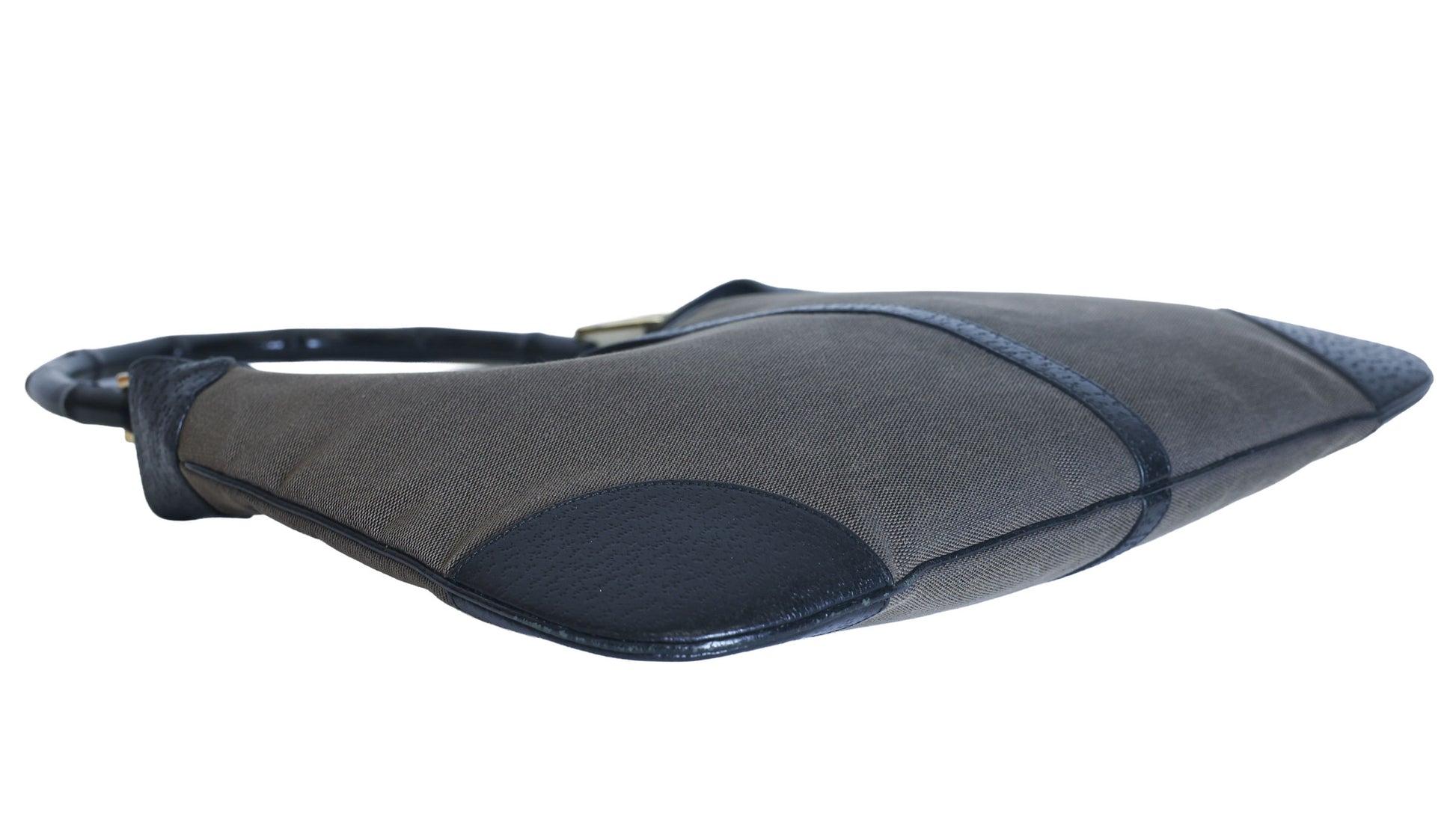 Preloved GUCCI Bamboo Jackie Canvas x Leather Shoulder Bag Black Brown | Luxe Again Maison