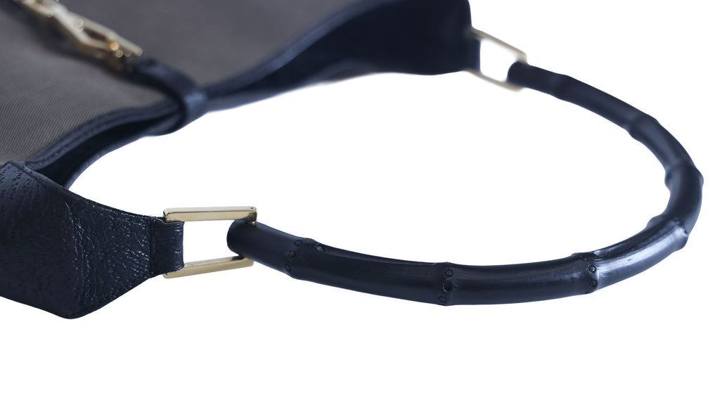 Preloved GUCCI Bamboo Jackie Canvas x Leather Shoulder Bag Black Brown | Luxe Again Maison