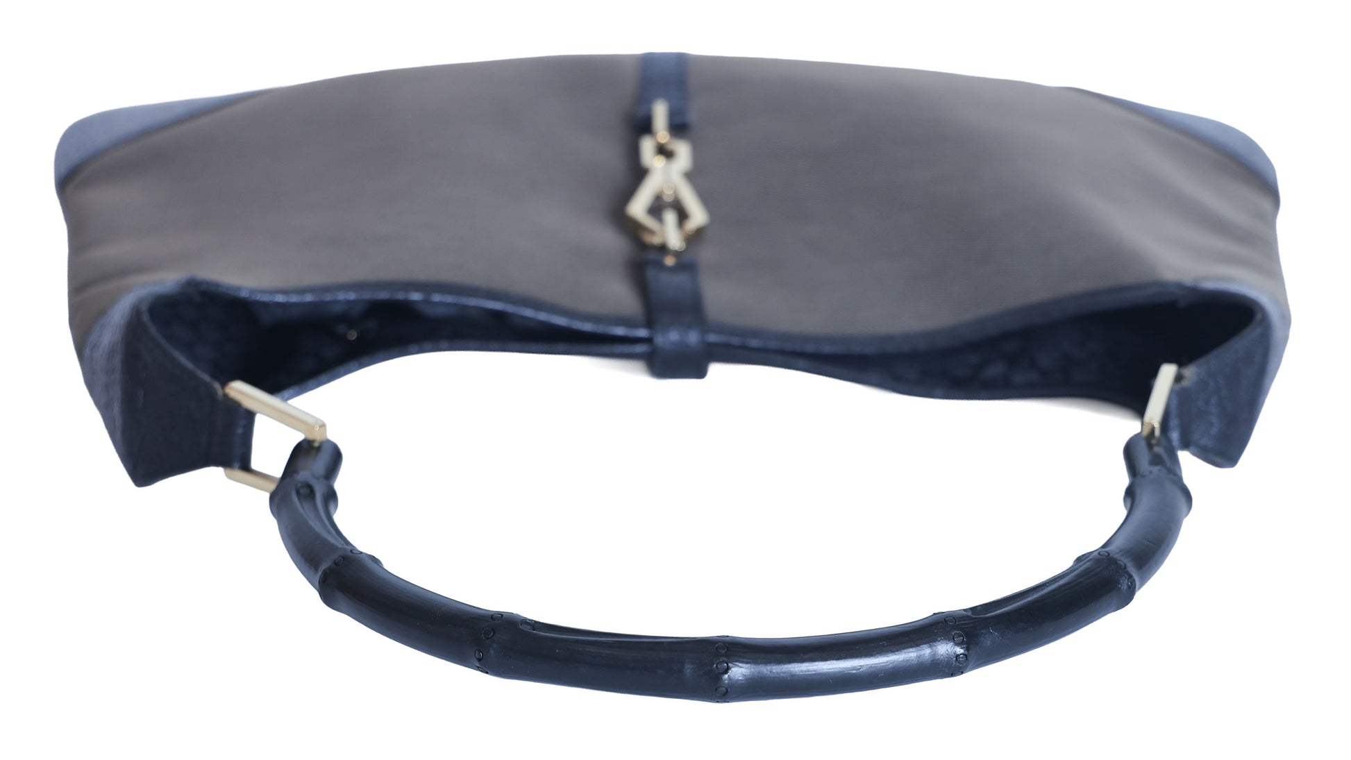 Preloved GUCCI Bamboo Jackie Canvas x Leather Shoulder Bag Black Brown | Luxe Again Maison