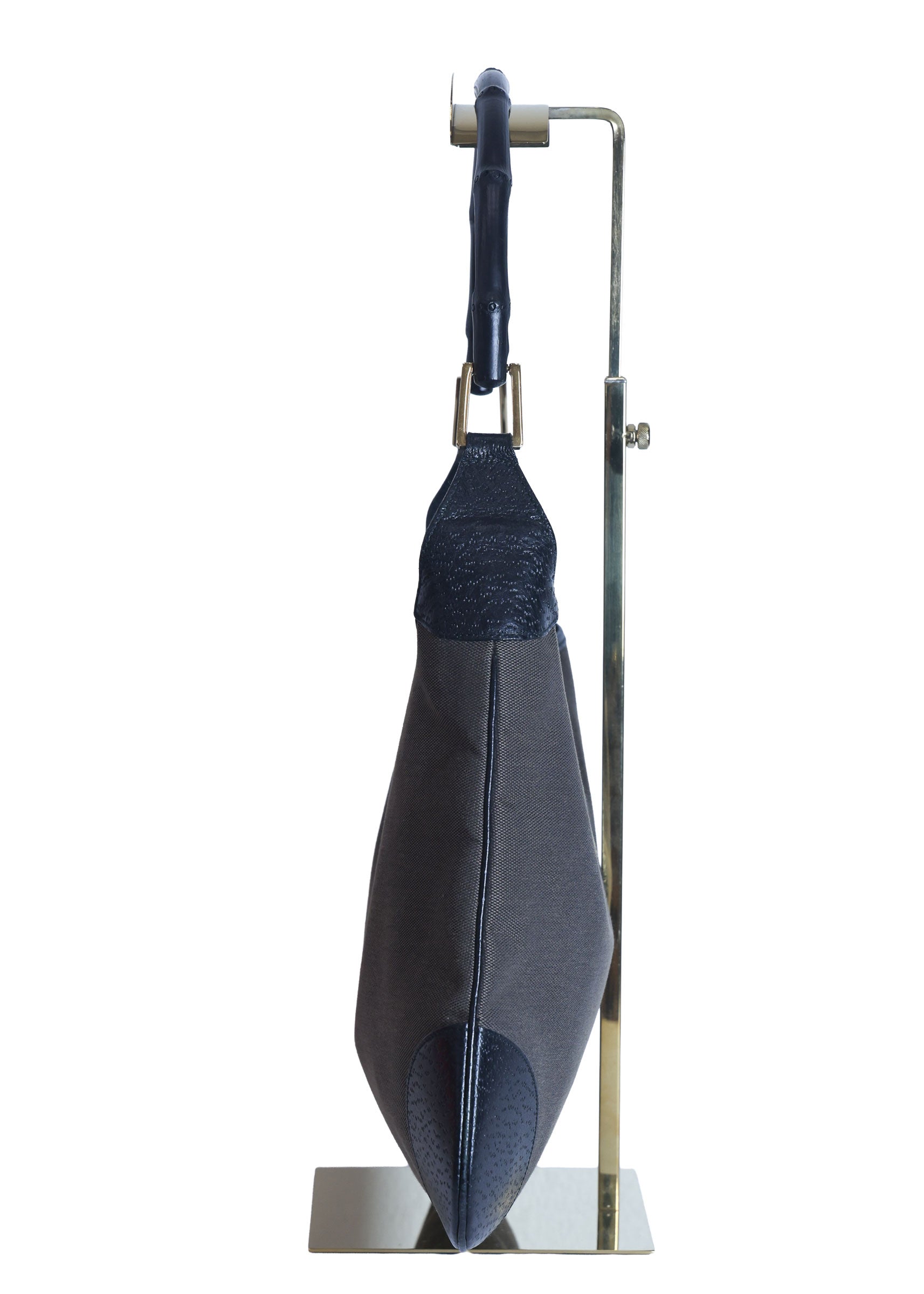 Preloved GUCCI Bamboo Jackie Canvas x Leather Shoulder Bag Black Brown | Luxe Again Maison