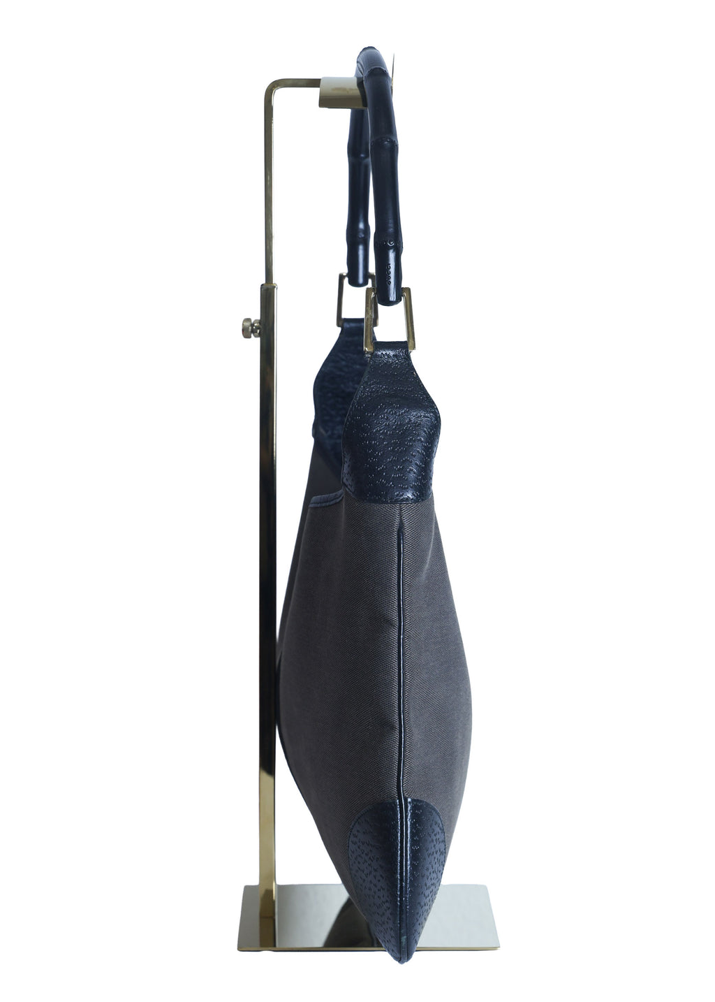 Preloved GUCCI Bamboo Jackie Canvas x Leather Shoulder Bag Black Brown | Luxe Again Maison