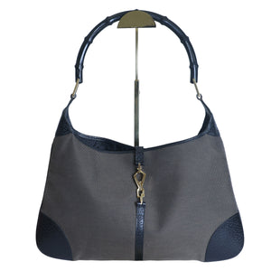 Preloved GUCCI Bamboo Jackie Canvas x Leather Shoulder Bag Black Brown | Luxe Again Maison