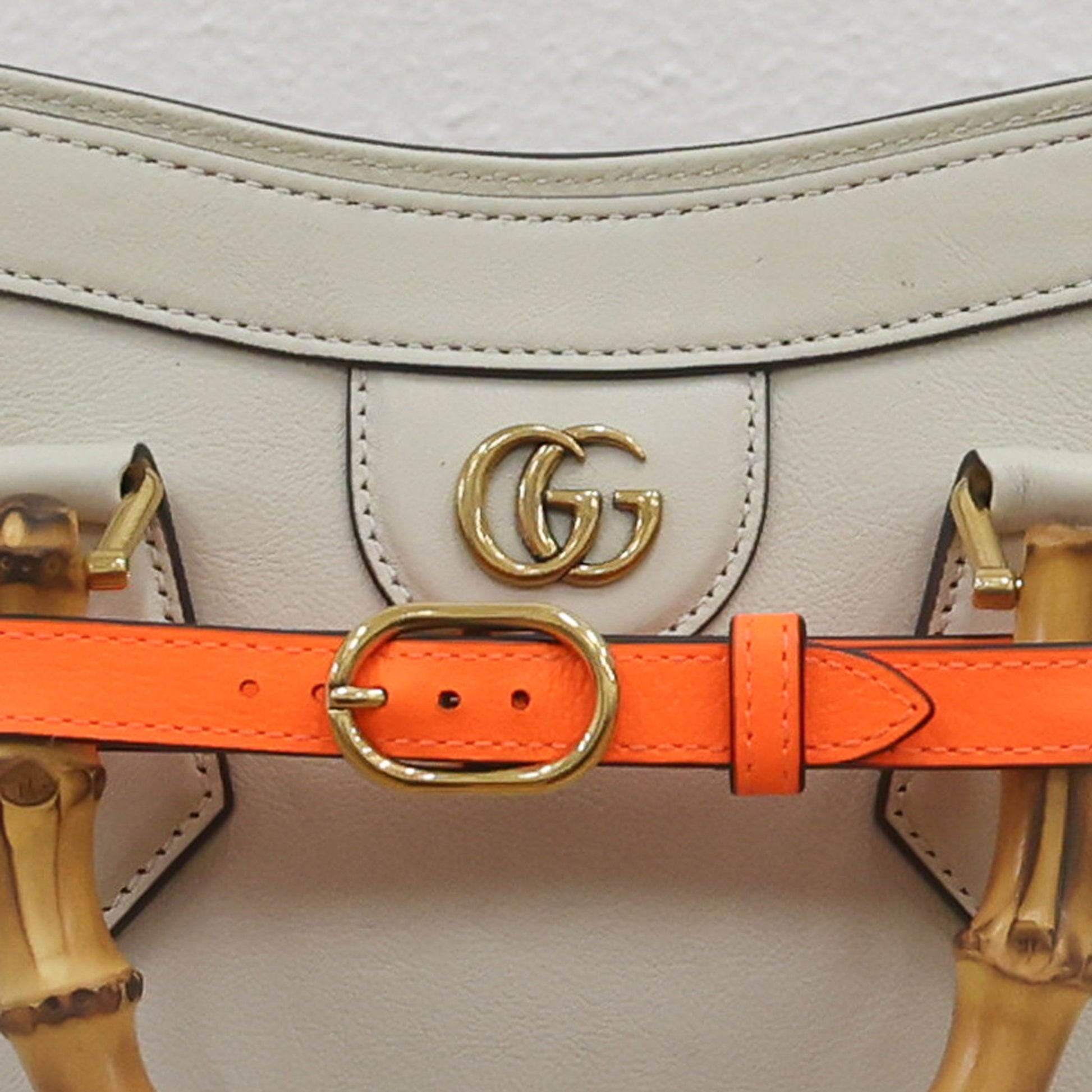 Preloved authentic GUCCI Diana Bamboo Medium White Leather Tote | Luxe Again Maison