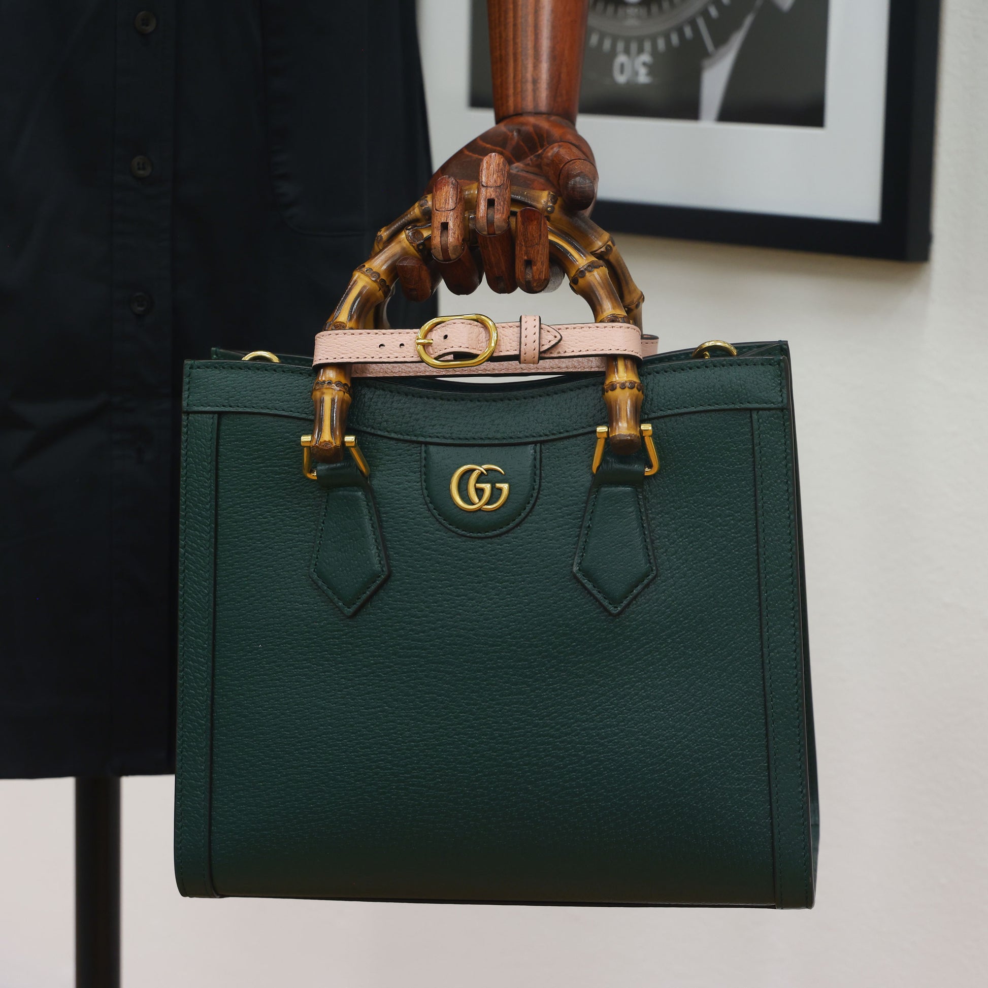 Preloved GUCCI Double G Diana Bamboo Medium Tote Green | Luxe Again Maison