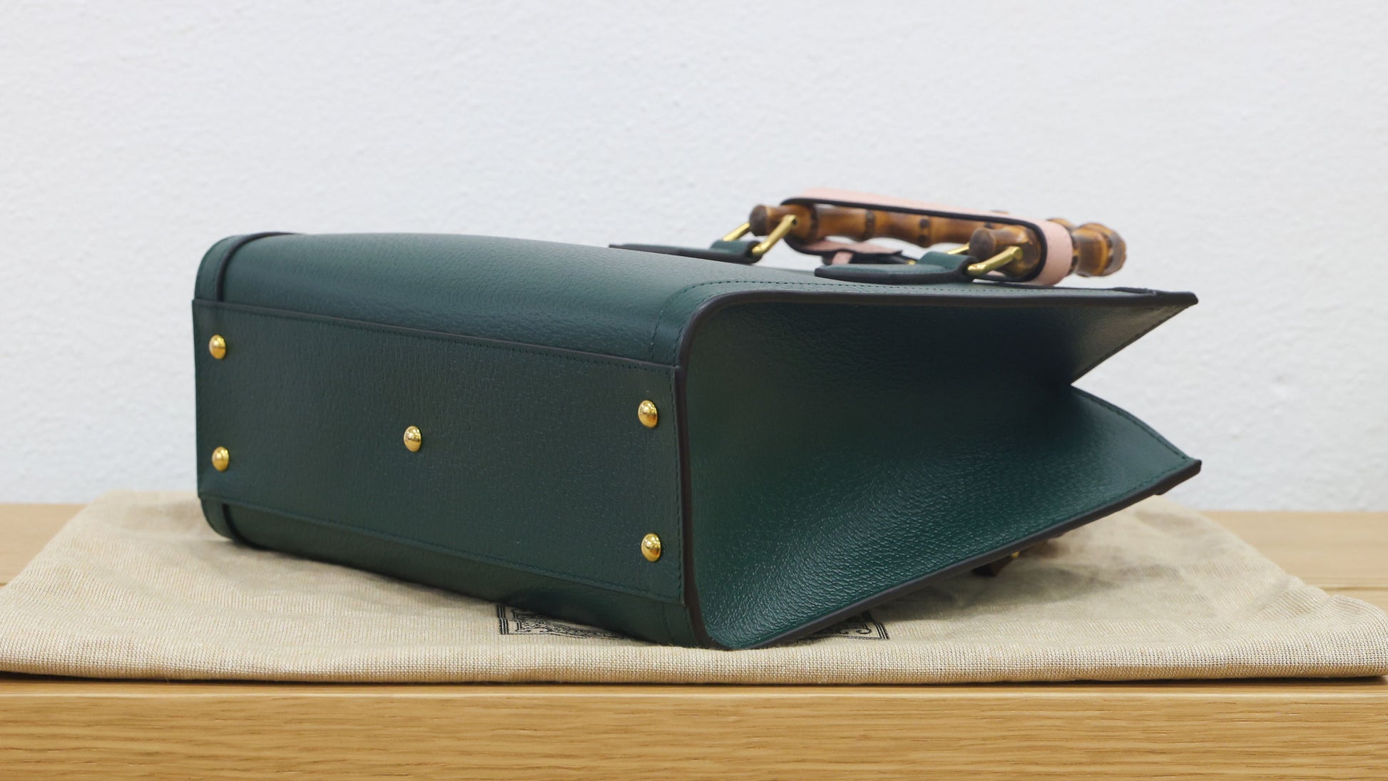 Preloved GUCCI Double G Diana Bamboo Medium Tote Green | Luxe Again Maison