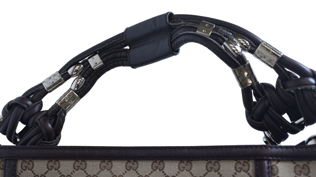 Preloved GUCCI GG  Canvas x Leather Large Tote Beige | Luxe Again Maison