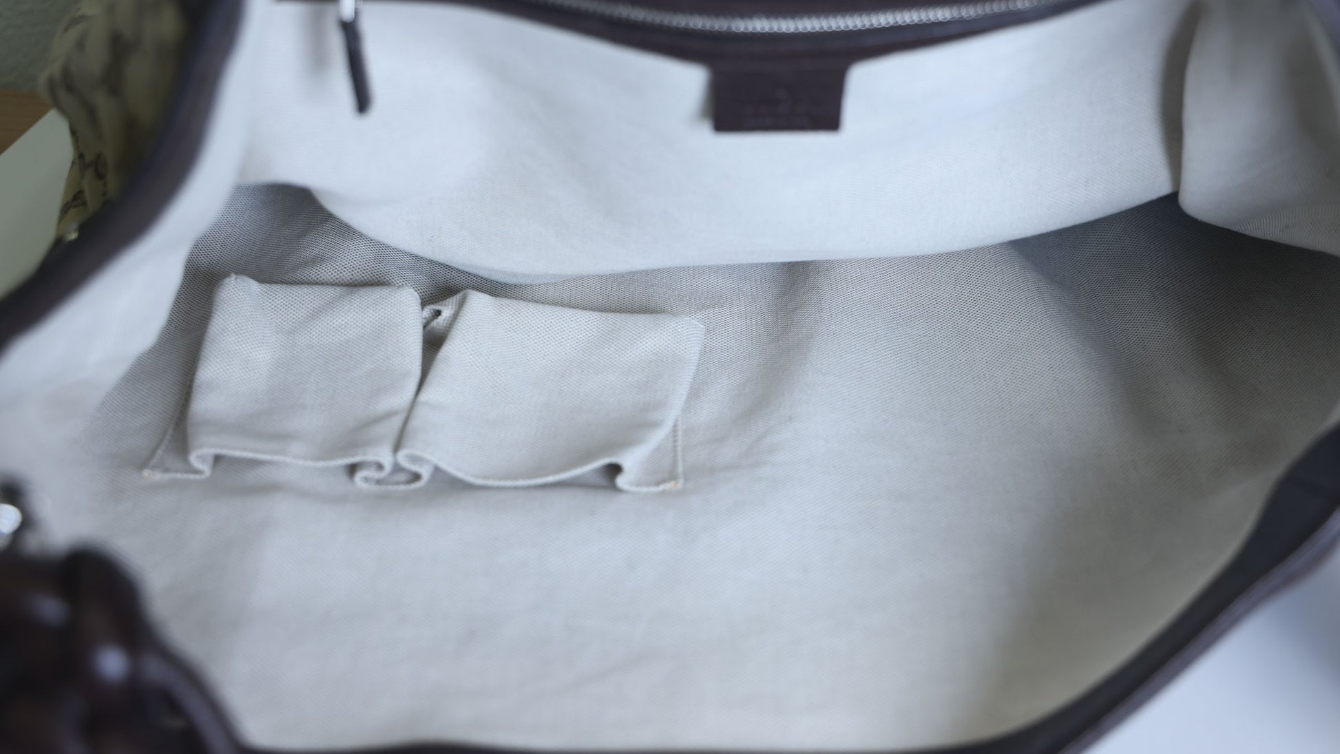 Preloved GUCCI GG  Canvas x Leather Large Tote Beige | Luxe Again Maison