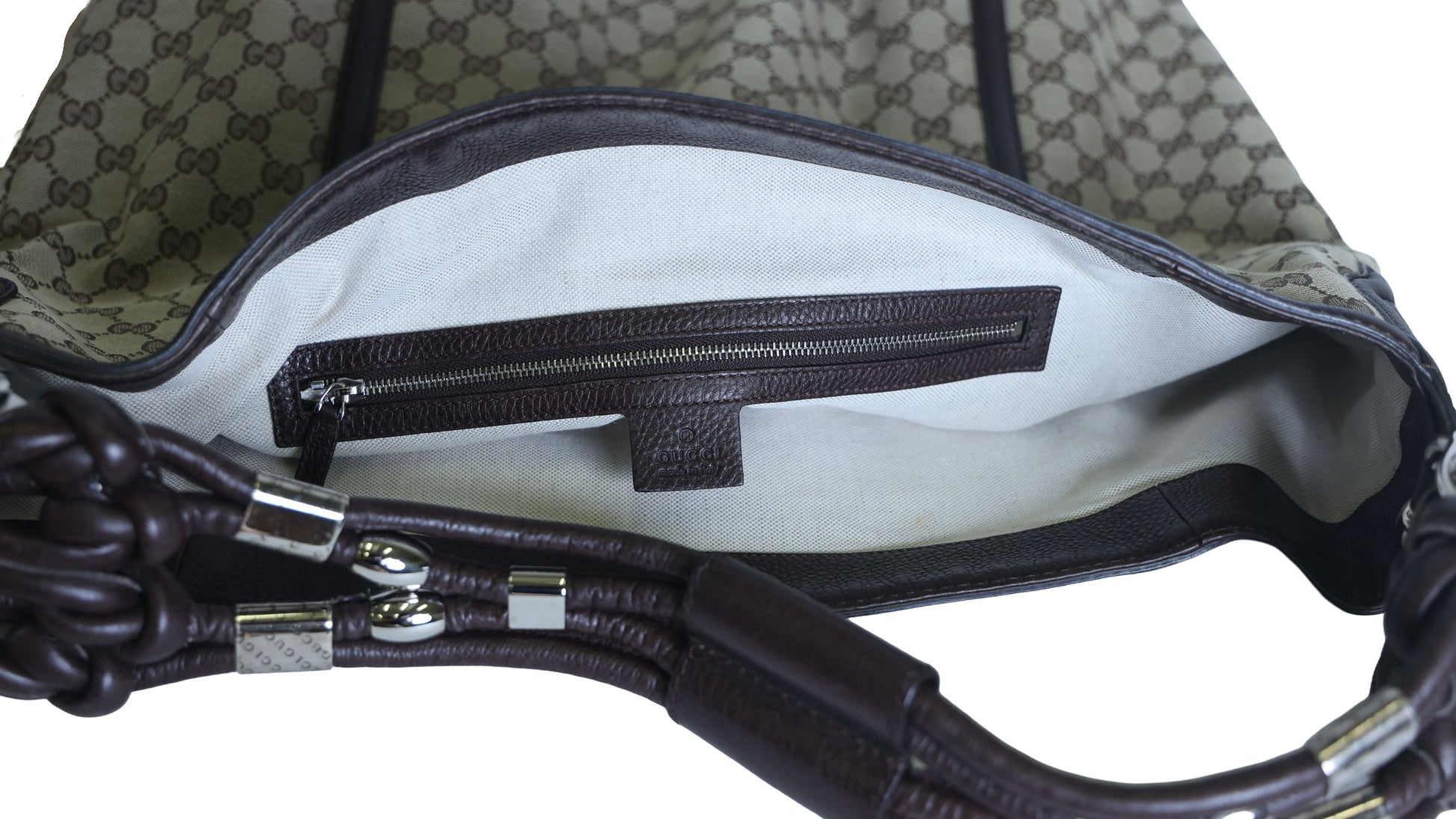 Preloved GUCCI GG  Canvas x Leather Large Tote Beige | Luxe Again Maison