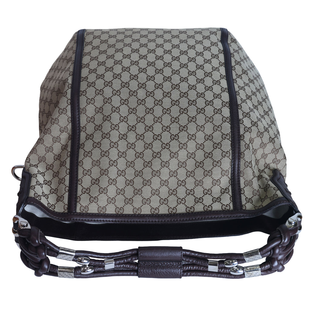 Preloved GUCCI GG  Canvas x Leather Large Tote Beige | Luxe Again Maison