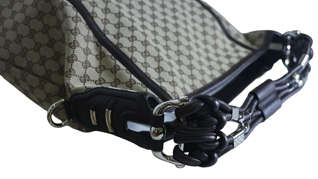 Preloved GUCCI GG  Canvas x Leather Large Tote Beige | Luxe Again Maison