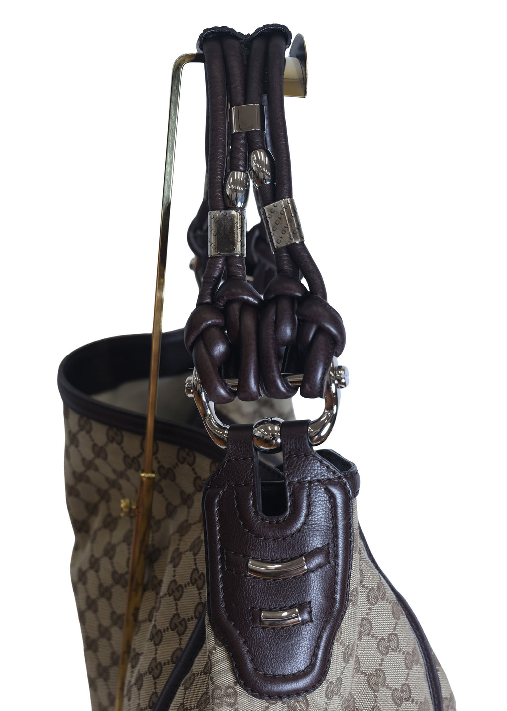 Preloved GUCCI GG  Canvas x Leather Large Tote Beige | Luxe Again Maison