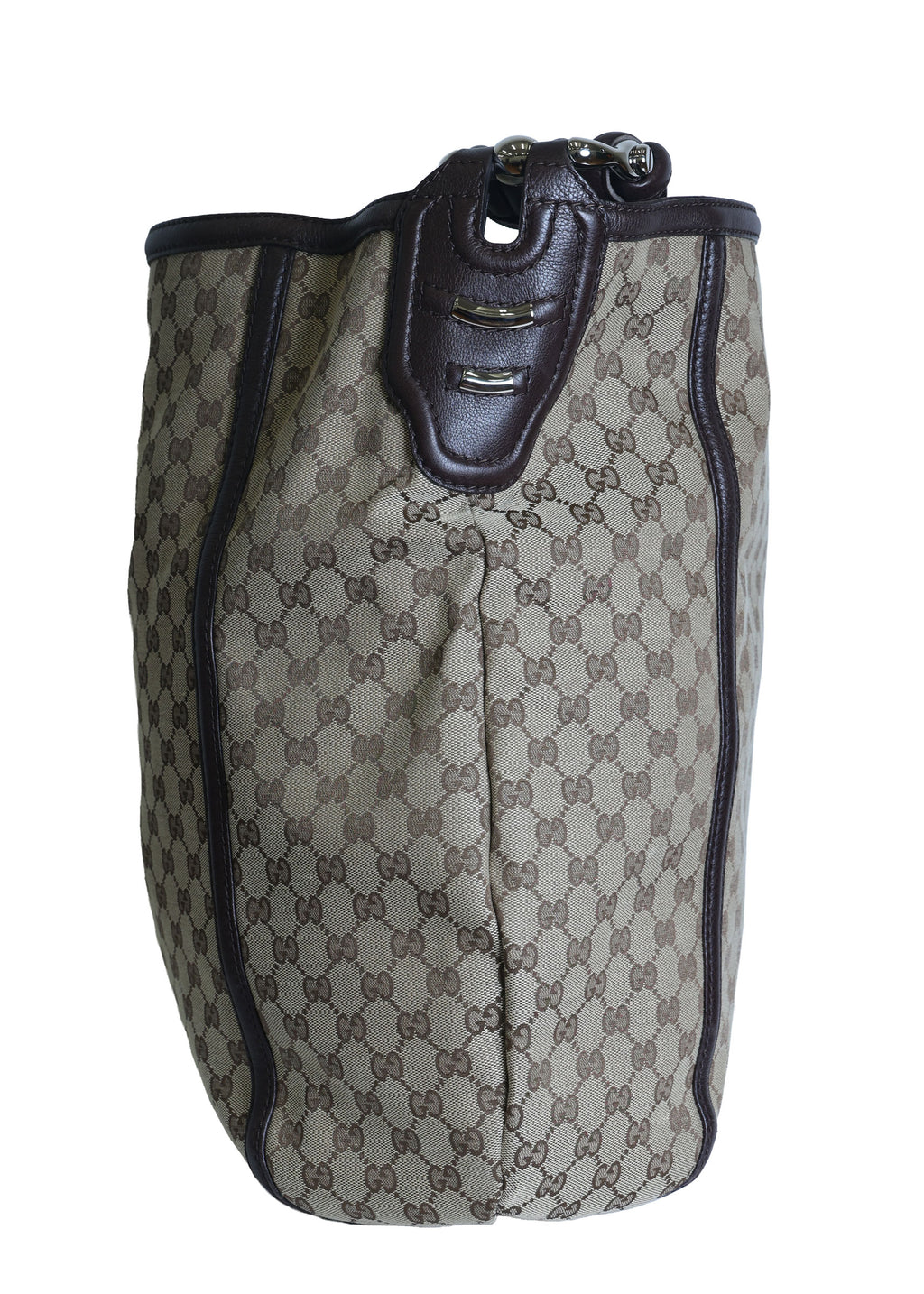 Preloved GUCCI GG  Canvas x Leather Large Tote Beige | Luxe Again Maison