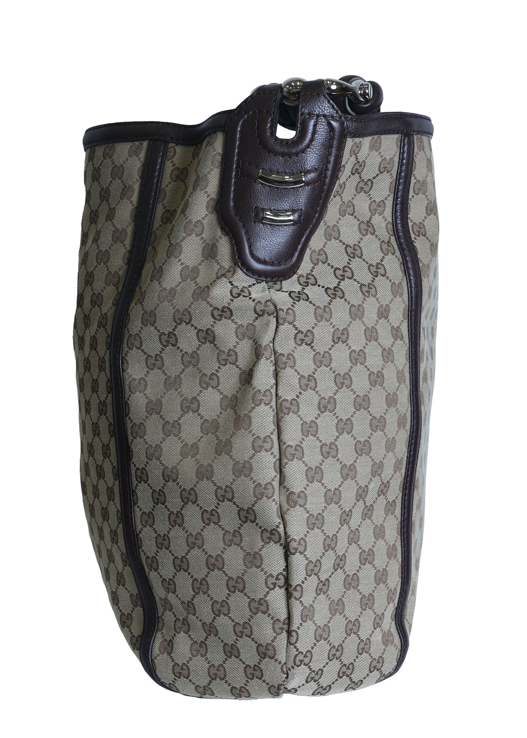 Preloved GUCCI GG  Canvas x Leather Large Tote Beige | Luxe Again Maison