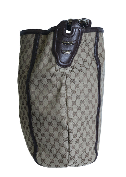 Preloved GUCCI GG  Canvas x Leather Large Tote Beige | Luxe Again Maison