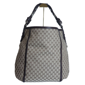 Preloved GUCCI GG  Canvas x Leather Large Tote Beige | Luxe Again Maison