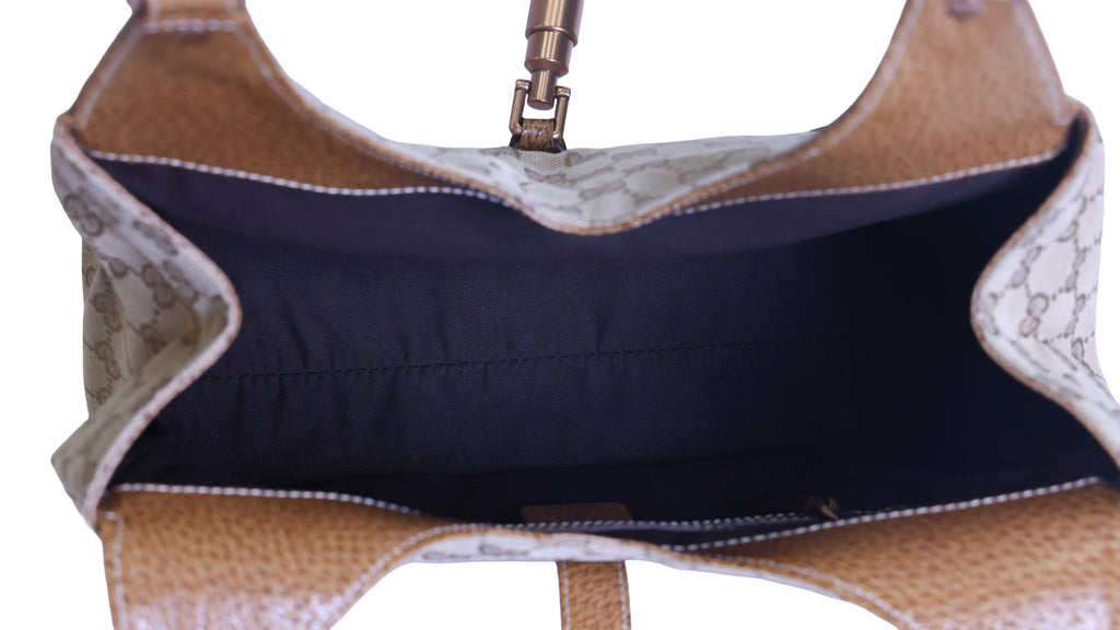 Preloved GUCCI GG Canvas New Jackie Nailhead Tote Beige | Luxe Again Maison