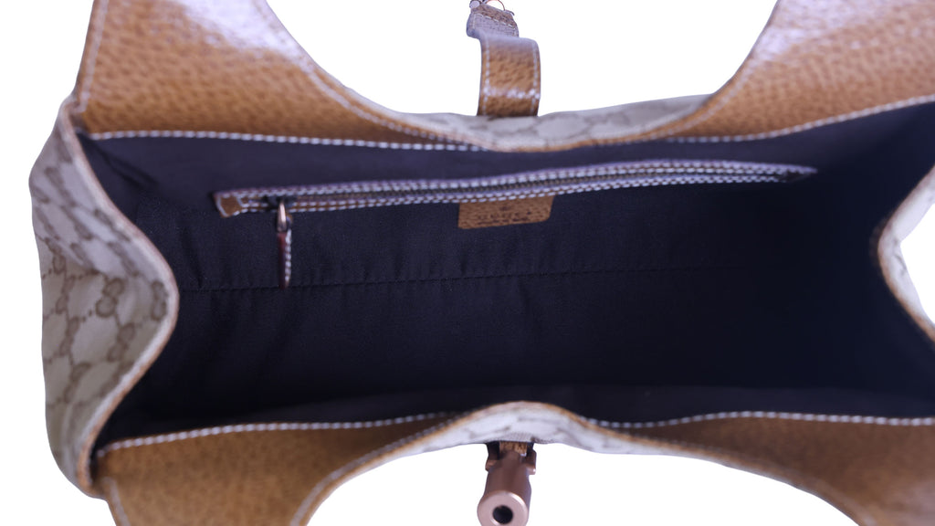 Preloved GUCCI GG Canvas New Jackie Nailhead Tote Beige | Luxe Again Maison