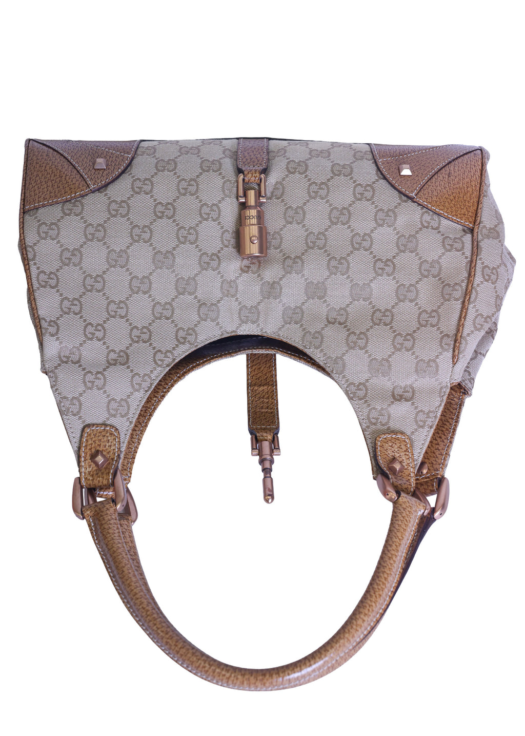 Preloved GUCCI GG Canvas New Jackie Nailhead Tote Beige | Luxe Again Maison