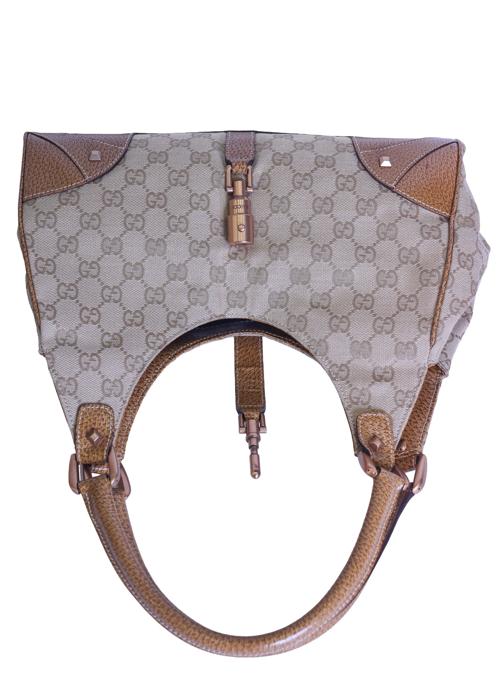 Preloved GUCCI GG Canvas New Jackie Nailhead Tote Beige | Luxe Again Maison