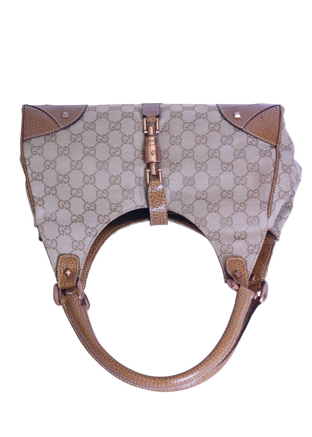 Preloved GUCCI GG Canvas New Jackie Nailhead Tote Beige | Luxe Again Maison