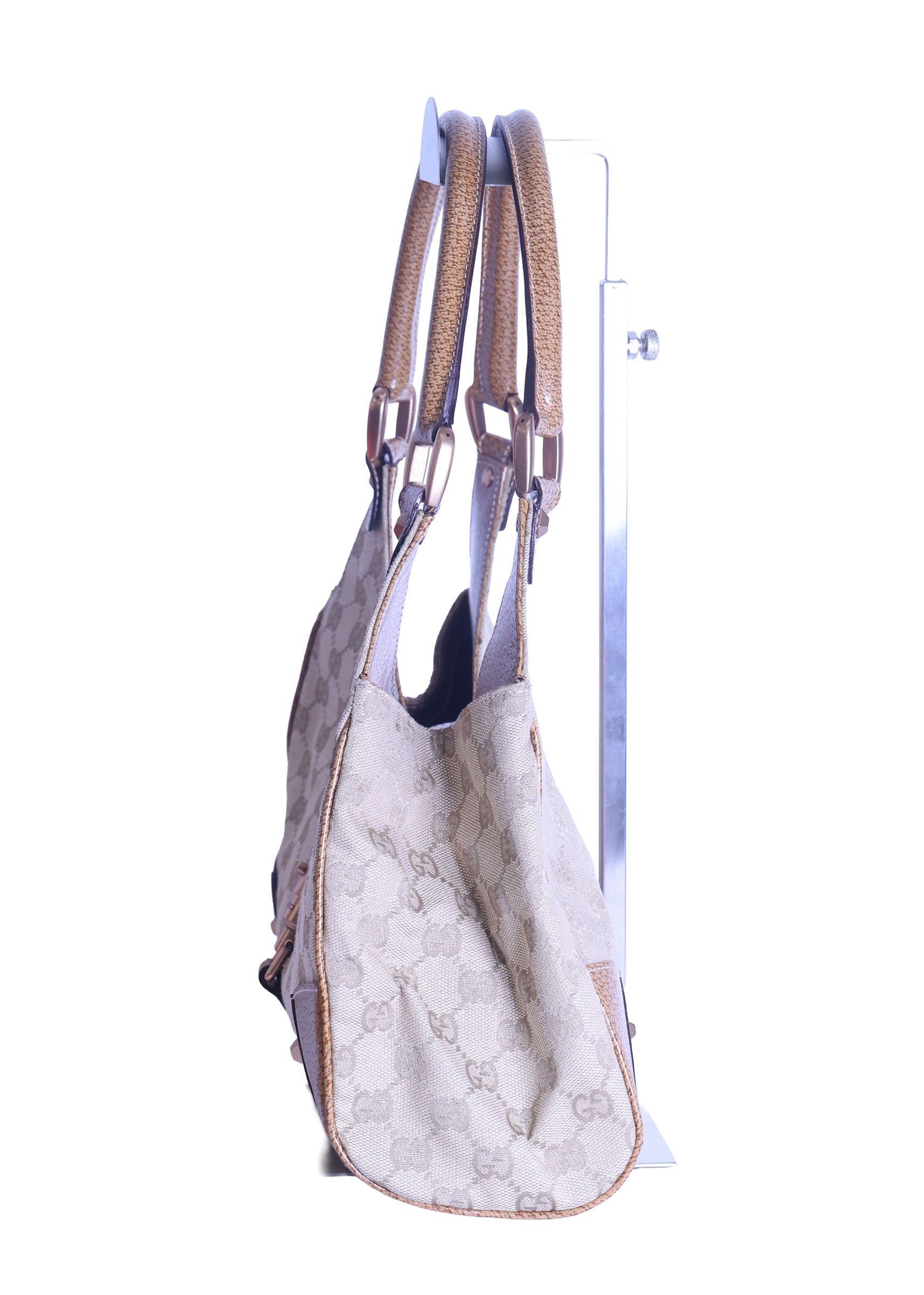 Preloved GUCCI GG Canvas New Jackie Nailhead Tote Beige | Luxe Again Maison